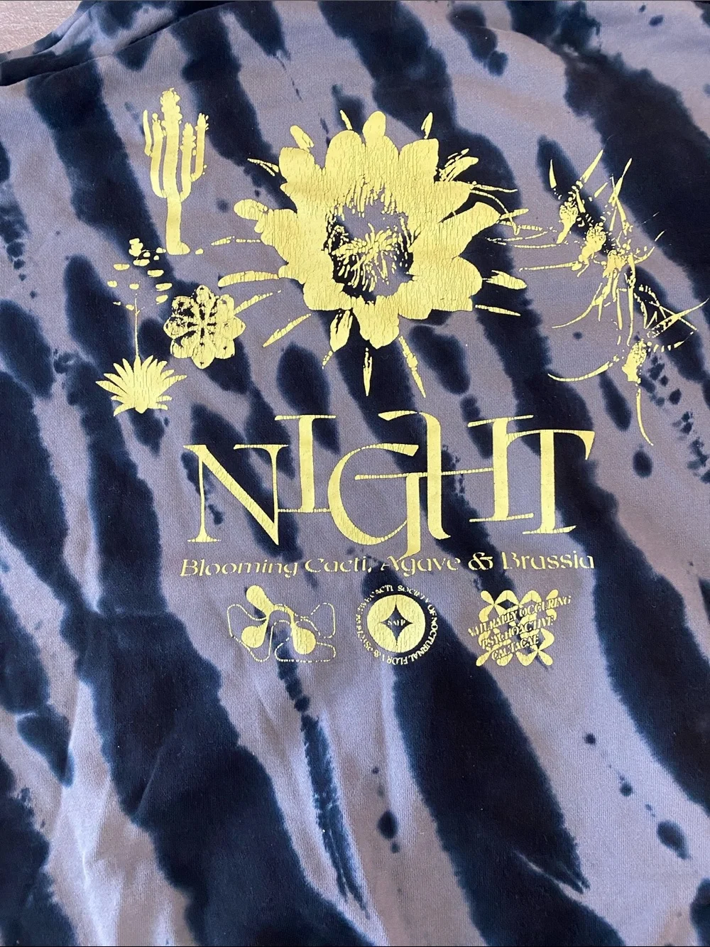 Forever 21 Black & Gray Tie-Dye Zip-Up Hoodie with Yellow Sun Logo